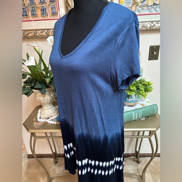 NORMATIC TRADER BLUE TIE DYE OMBRE BEACH RESORT POOL TUNIC/ MINI DRESS SZ L - Picture 8 of 8